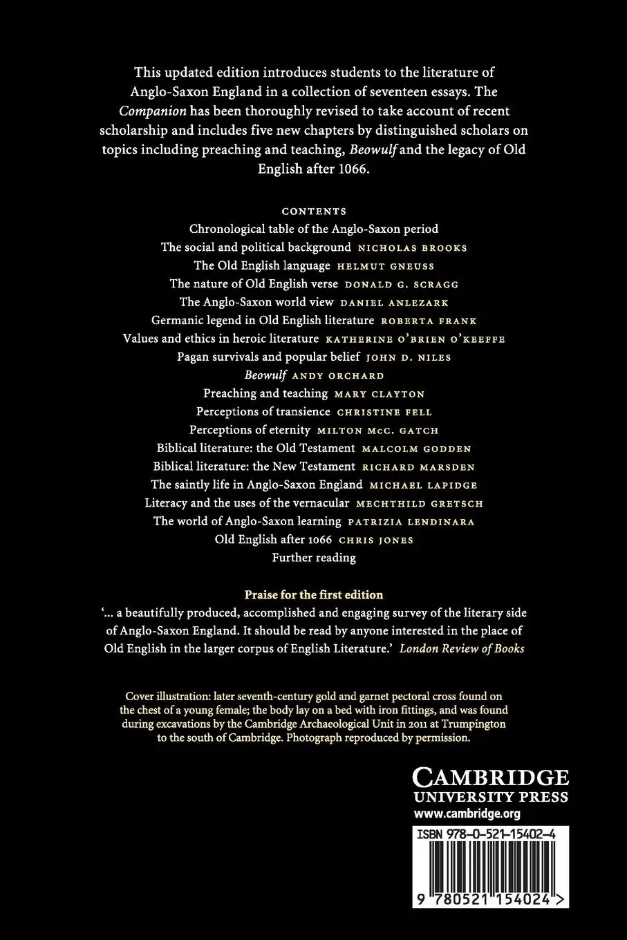 Rückseite: 9780521154024 | The Cambridge Companion to Old English Literature | Godden (u. a.)
