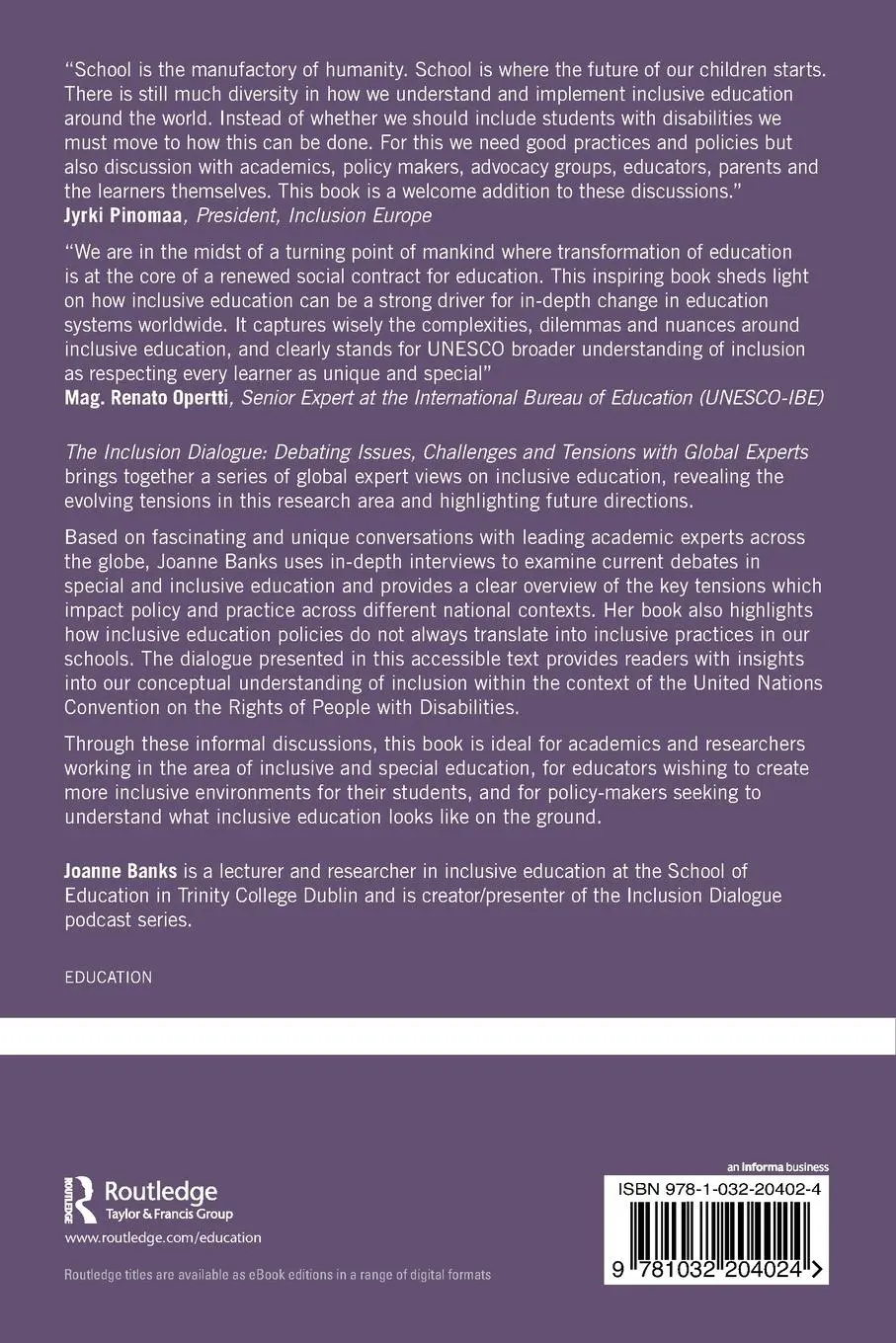 Rückseite: 9781032204024 | The Inclusion Dialogue | Joanne Banks | Taschenbuch | Englisch | 2022