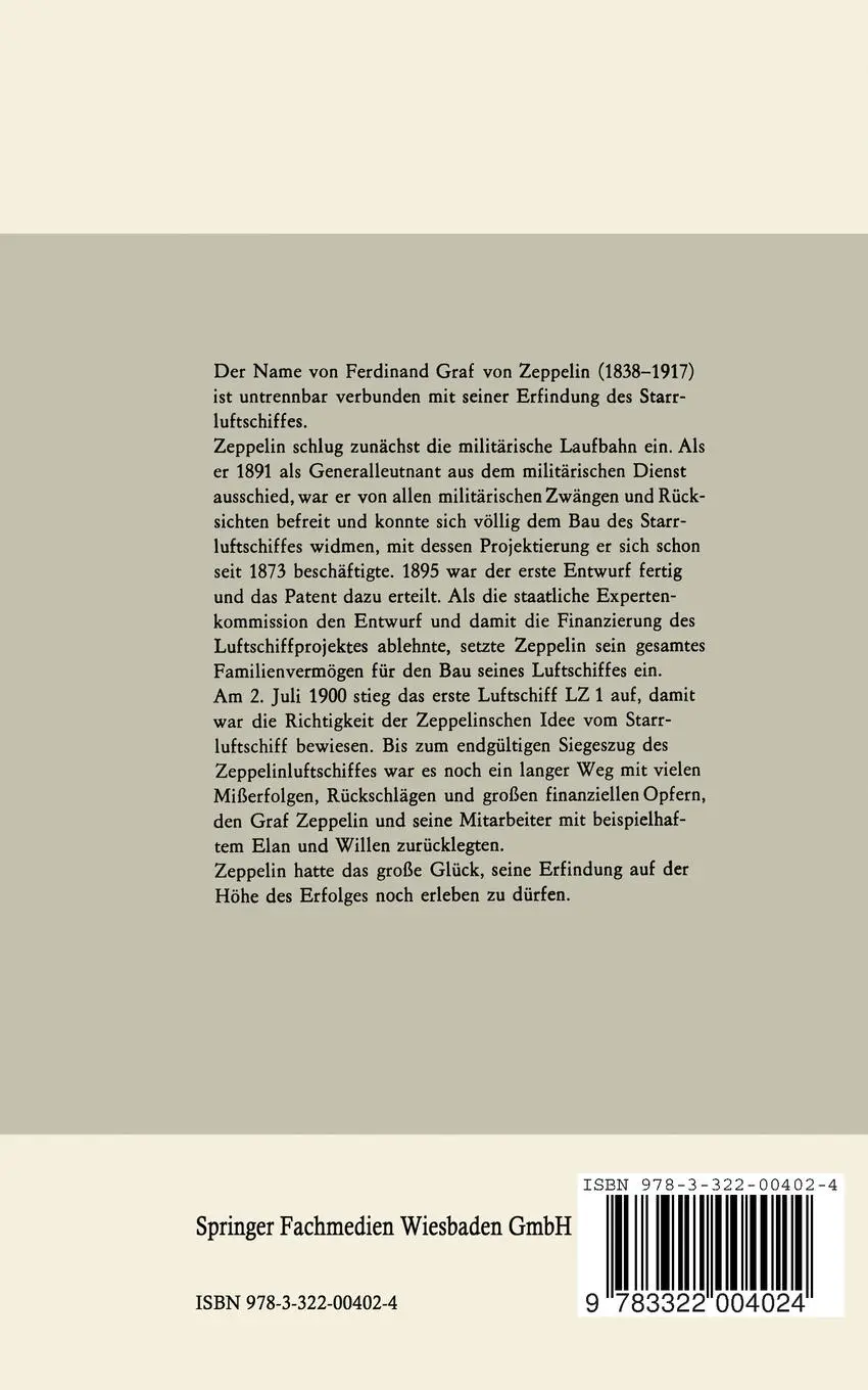 Rückseite: 9783322004024 | Ferdinand Graf von Zeppelin | Michael Bélafi | Taschenbuch | 144 S.