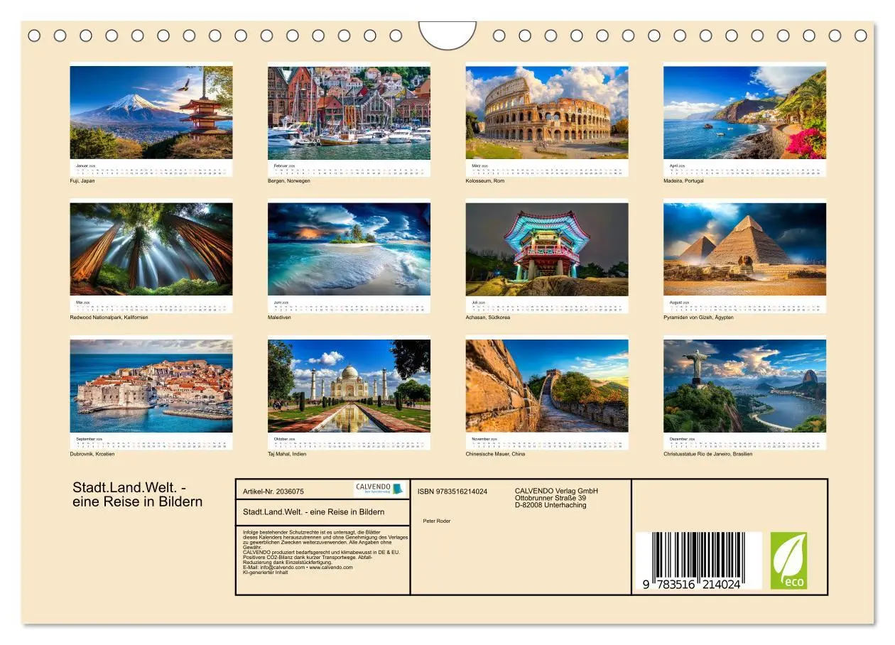 Bild: 9783516214024 | Stadt.Land.Welt. - eine Reise in Bildern (Wandkalender 2026 DIN A4...