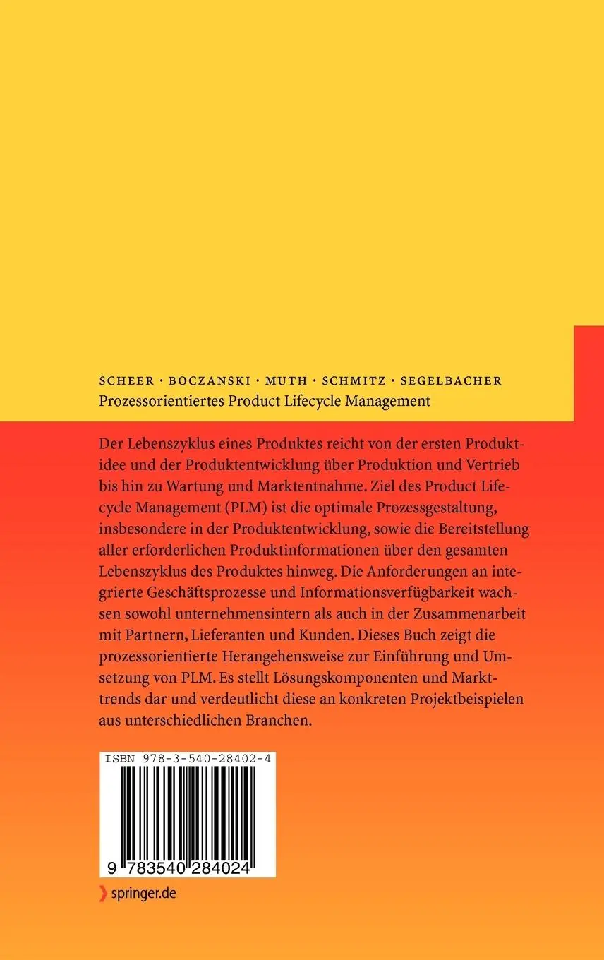 Rückseite: 9783540284024 | Prozessorientiertes Product Lifecycle Management | Boczanski (u. a.)