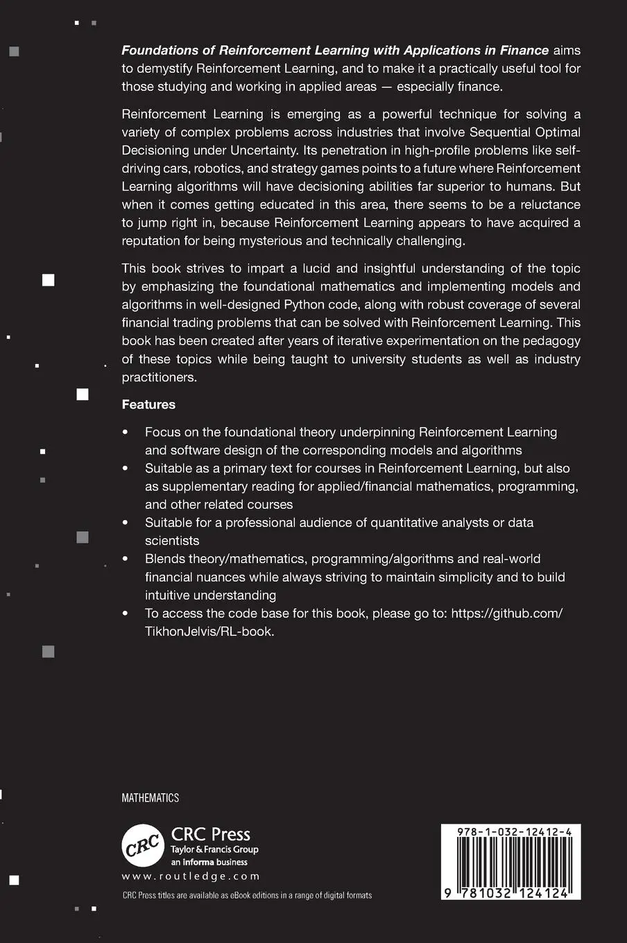 Rückseite: 9781032124124 | Foundations of Reinforcement Learning with Applications in Finance
