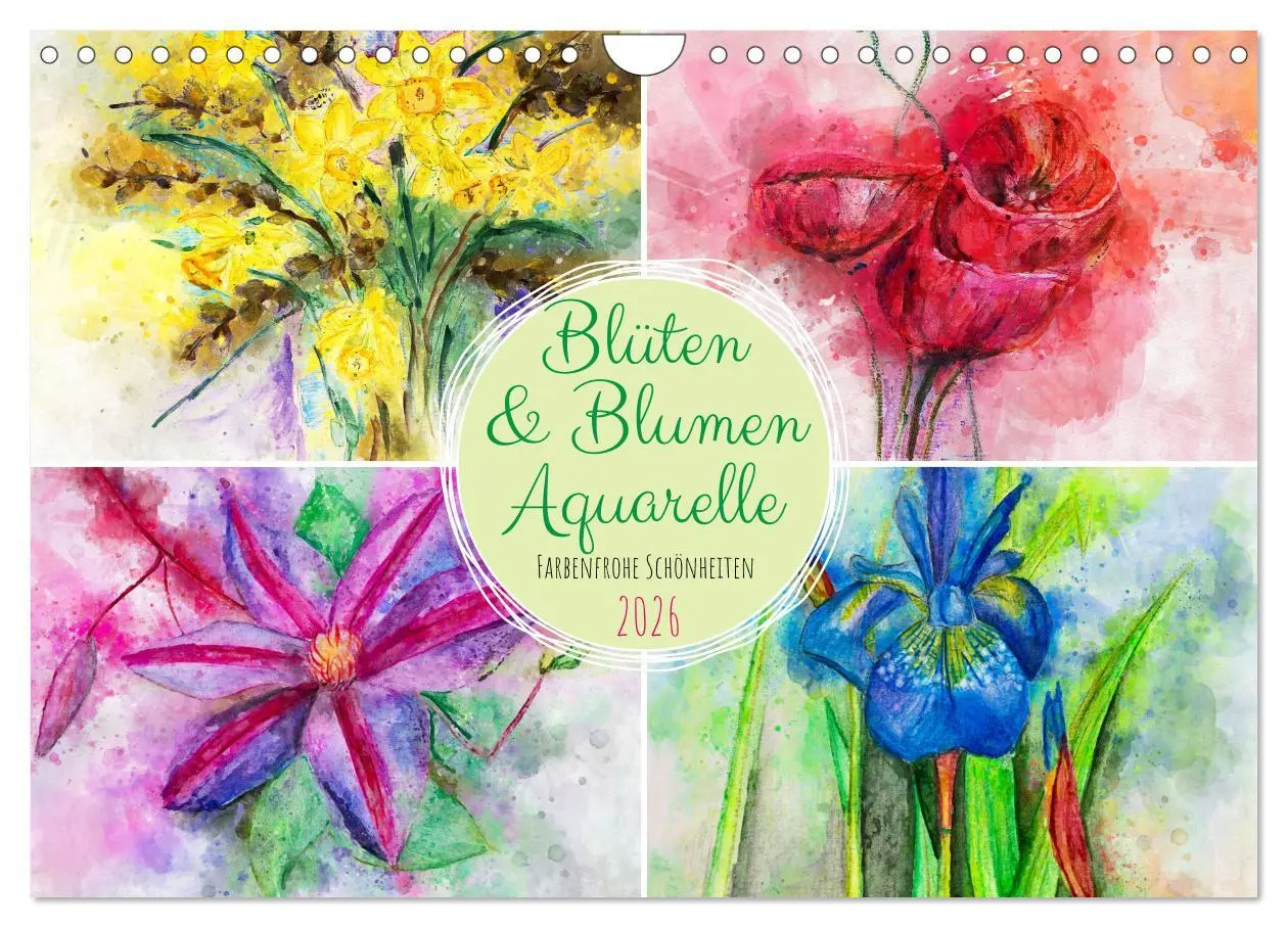 Cover: 9783457594124 | Blüten &amp; Blumen Aquarelle - Farbenfrohe Schönheiten (Wandkalender...