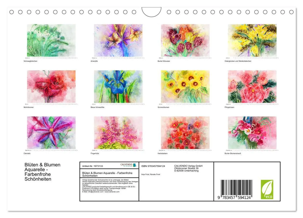 Bild: 9783457594124 | Blüten &amp; Blumen Aquarelle - Farbenfrohe Schönheiten (Wandkalender...