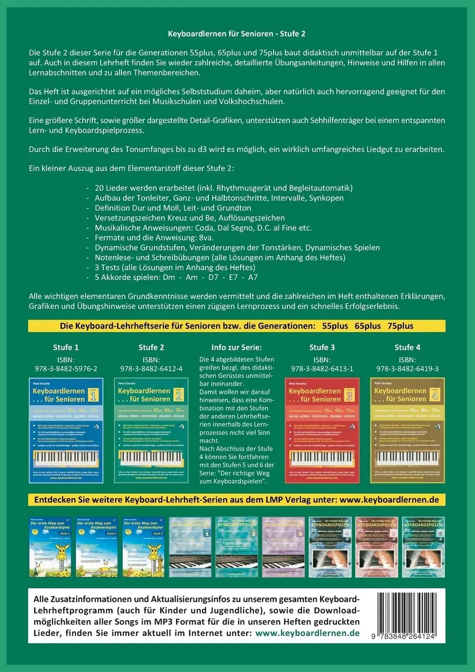 Rückseite: 9783848264124 | Keyboardlernen für Senioren (Stufe 2) | Peter Grosche | Taschenbuch
