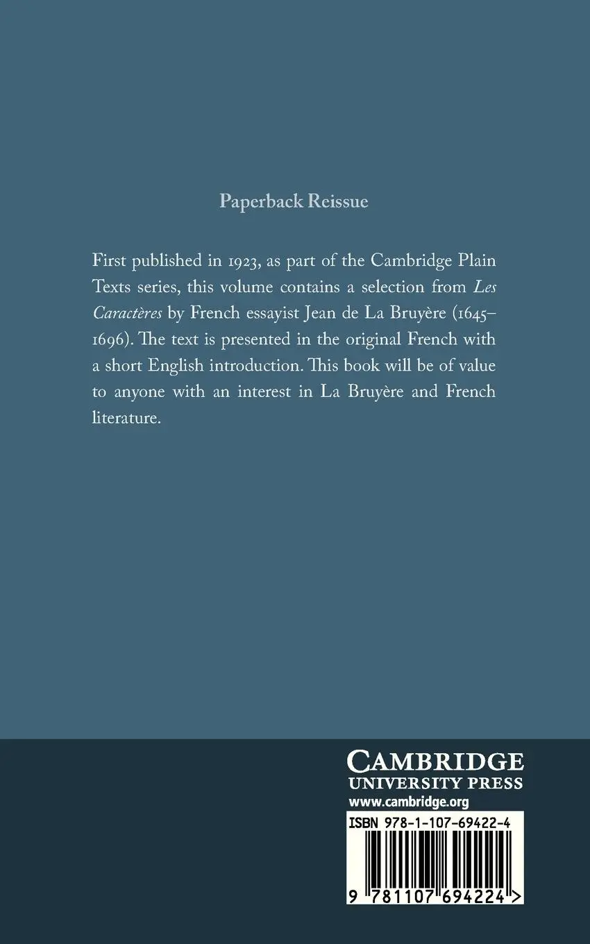 Rückseite: 9781107694224 | Les Caracteres Ou Les Moeurs de Ce Siecle | Bruyaere (u. a.) | Buch