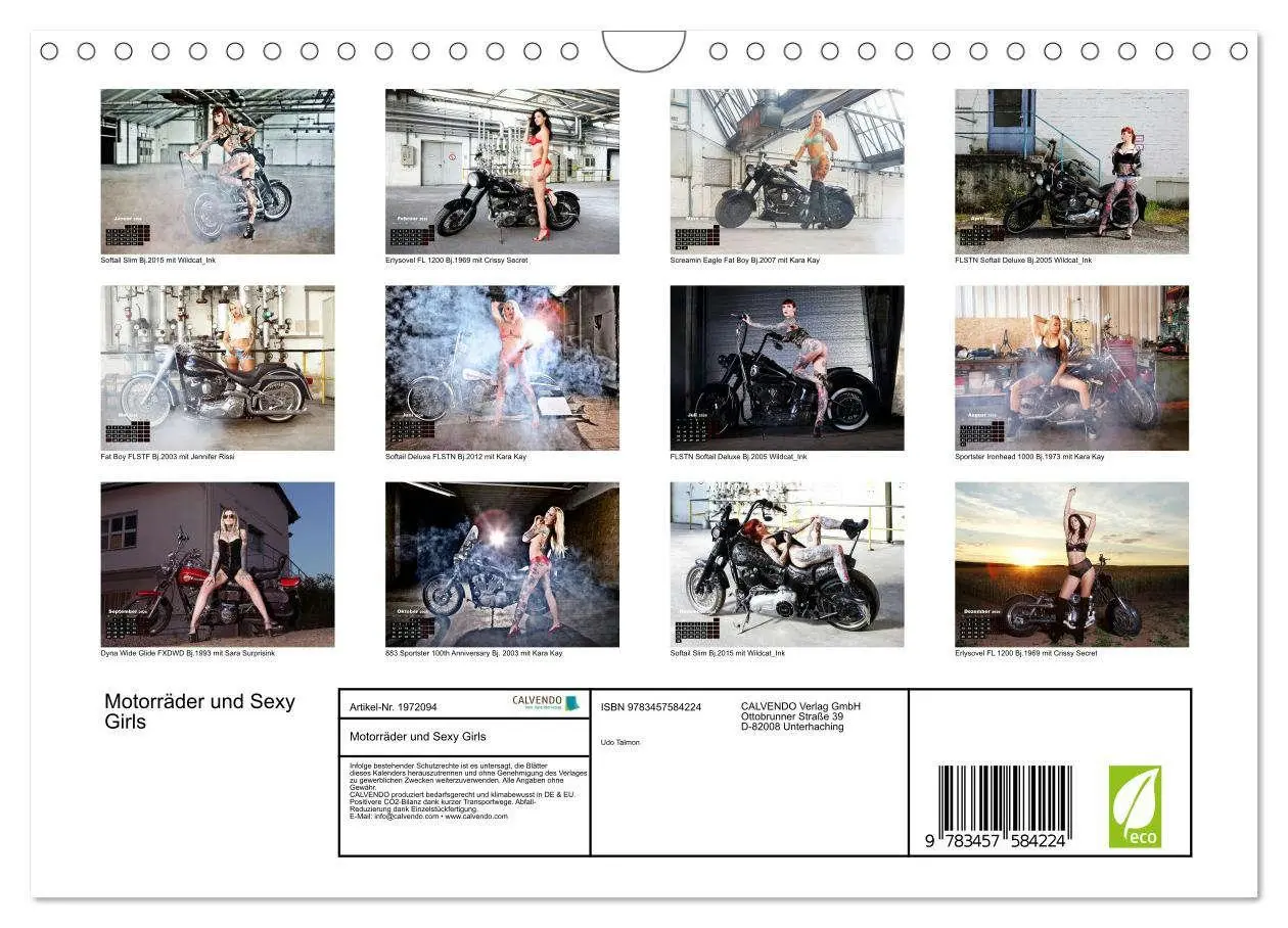 Bild: 9783457584224 | Motorräder und Sexy Girls (Wandkalender 2026 DIN A4 quer), CALVENDO...