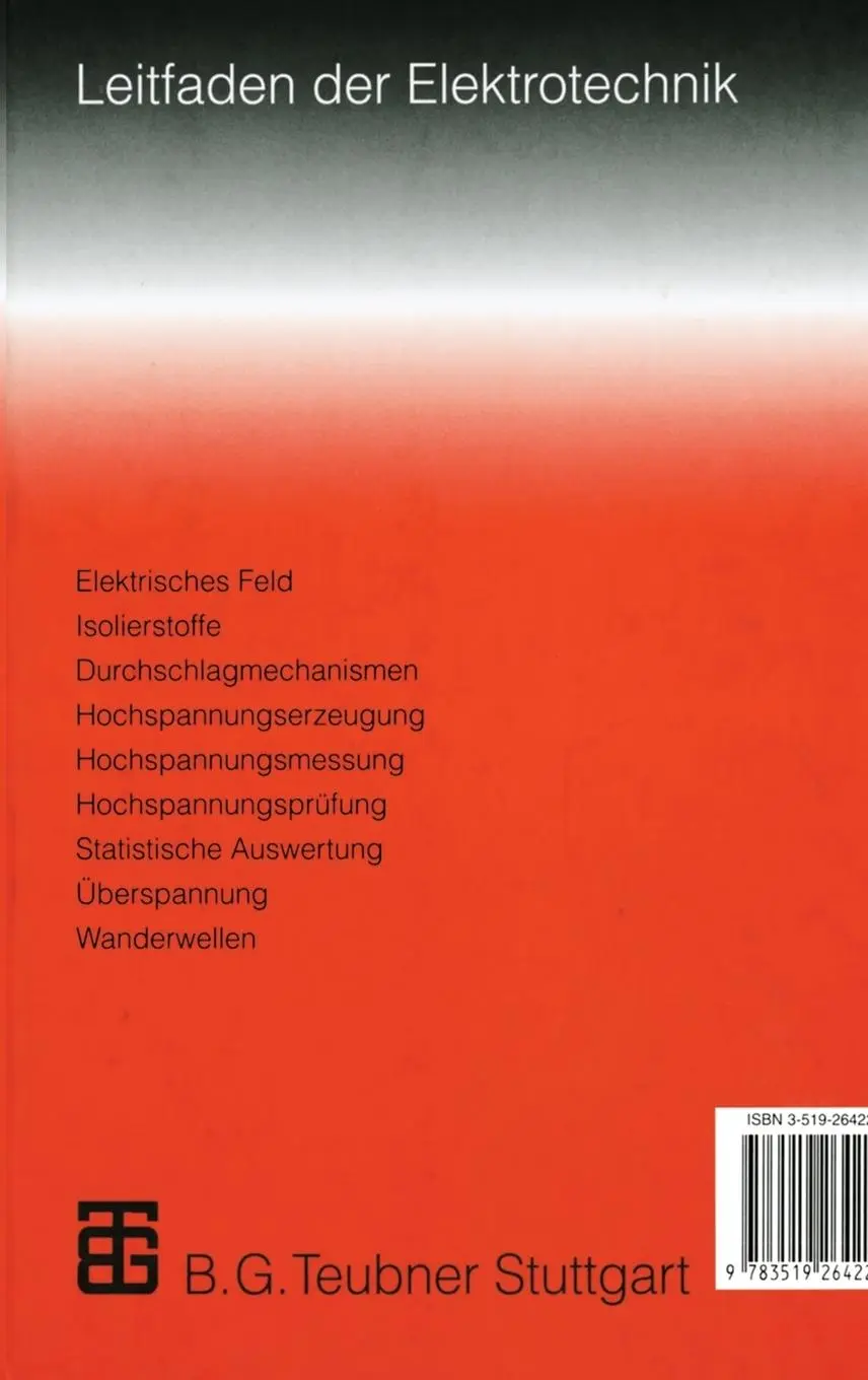 Rückseite: 9783519264224 | Hochspannungstechnik | Günther Hilgarth | Taschenbuch | xii | Deutsch