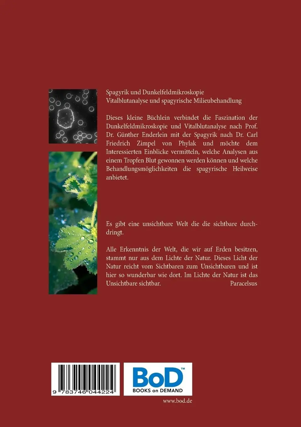 Rückseite: 9783746044224 | Spagyrik und Dunkelfeldmikroskopie | Matthias Felder | Taschenbuch