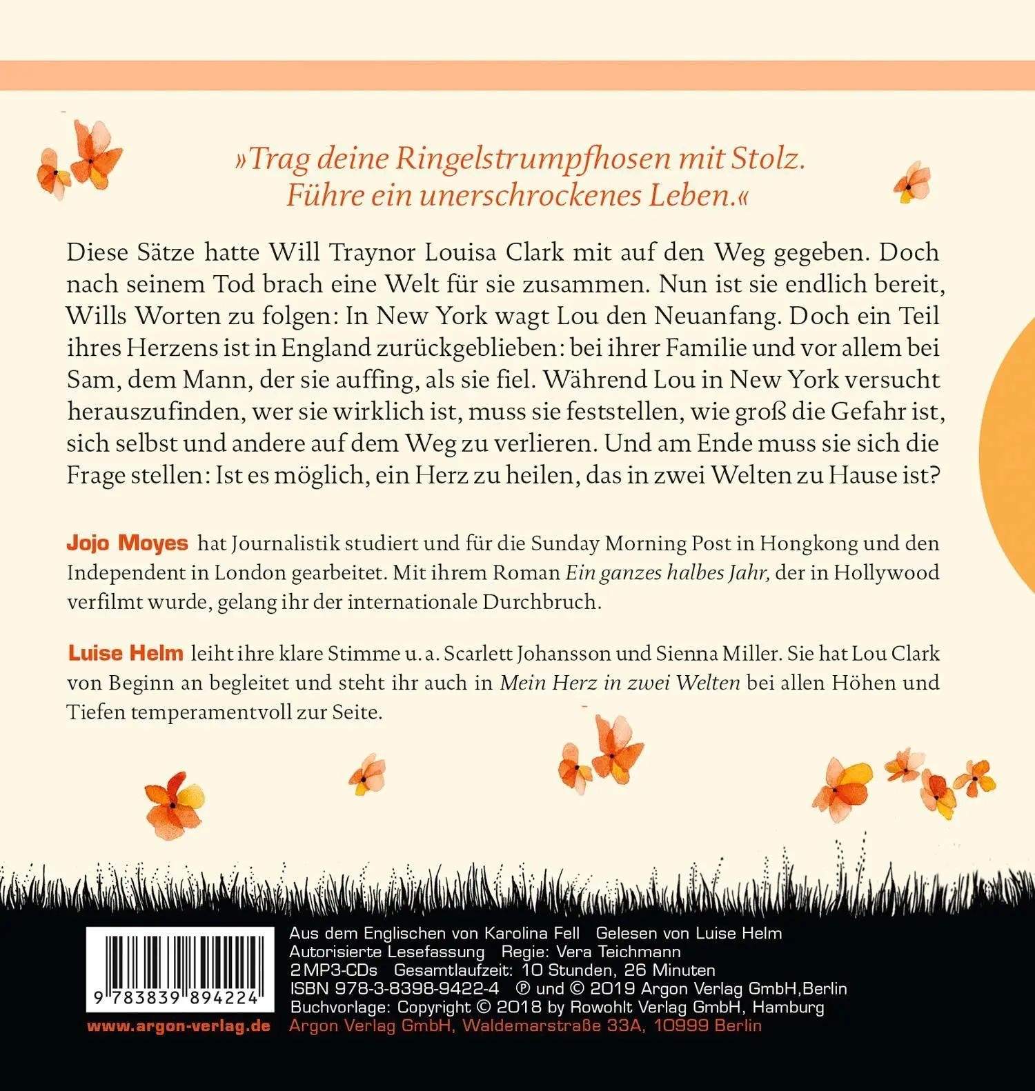 Rückseite: 9783839894224 | Mein Herz in zwei Welten | Jojo Moyes | MP3 | Lou | Deutsch | 2019