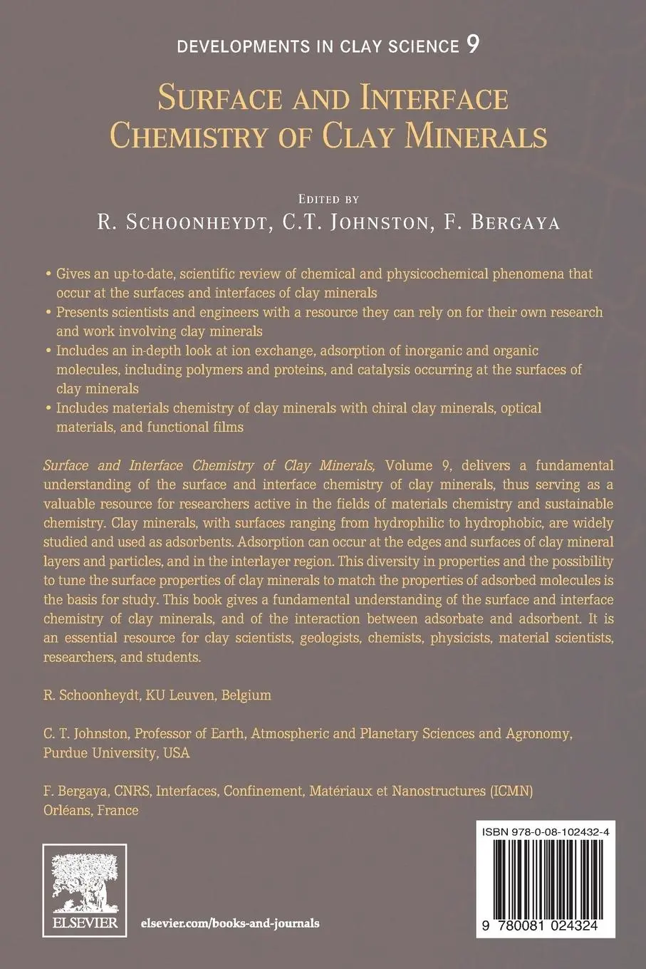 Rückseite: 9780081024324 | Surface and Interface Chemistry of Clay Minerals | Schoonheydt (u. a.)