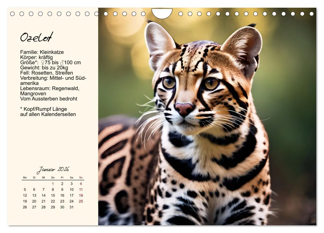 Bild: 9783457264324 | Zwölf Raubkatzen im Portrait (Wandkalender 2026 DIN A4 quer),...