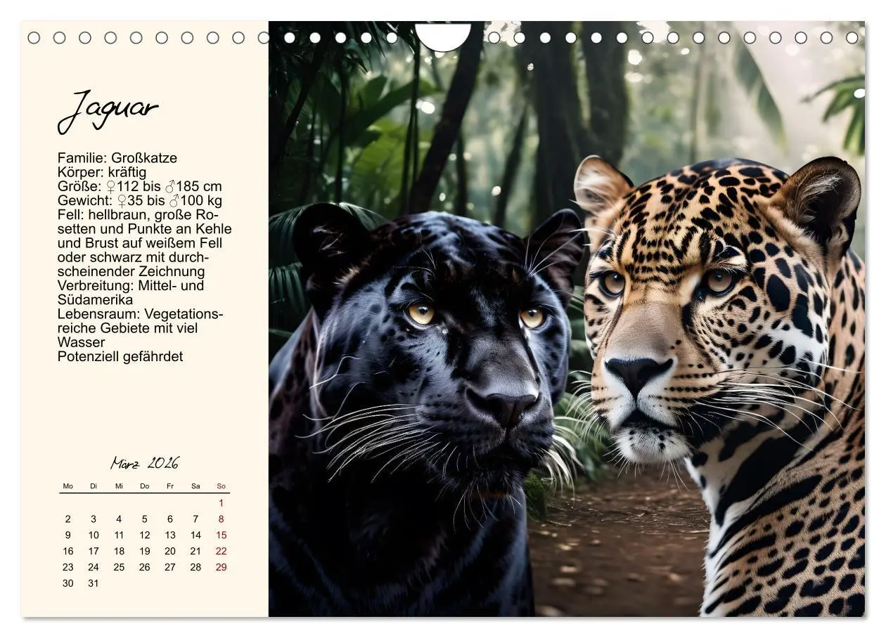 Bild: 9783457264324 | Zwölf Raubkatzen im Portrait (Wandkalender 2026 DIN A4 quer),...