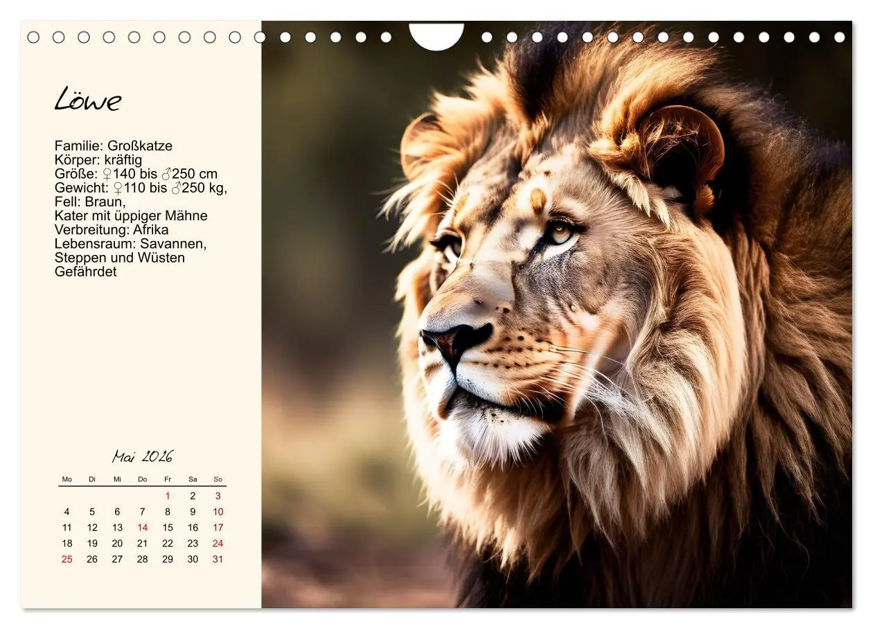 Bild: 9783457264324 | Zwölf Raubkatzen im Portrait (Wandkalender 2026 DIN A4 quer),...