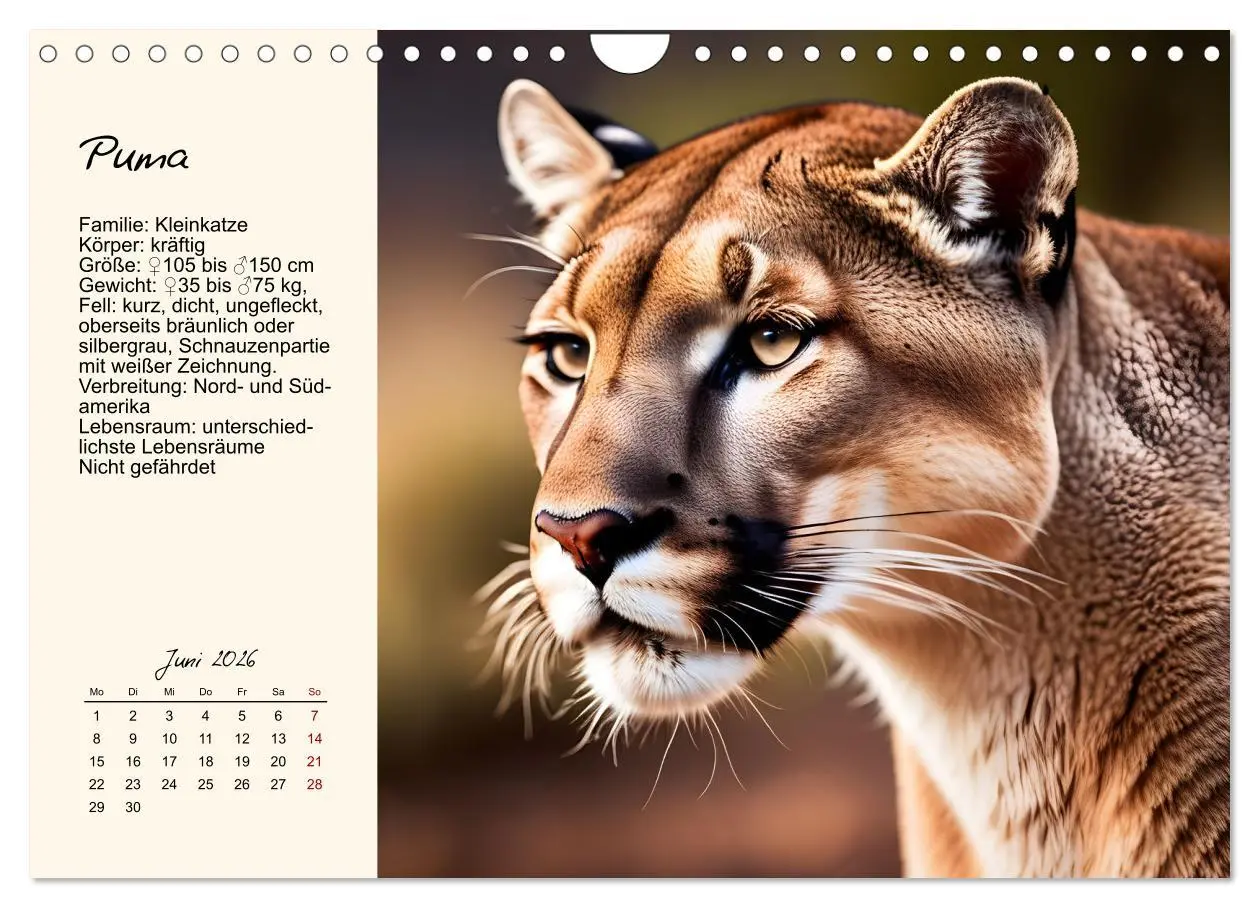 Bild: 9783457264324 | Zwölf Raubkatzen im Portrait (Wandkalender 2026 DIN A4 quer),...
