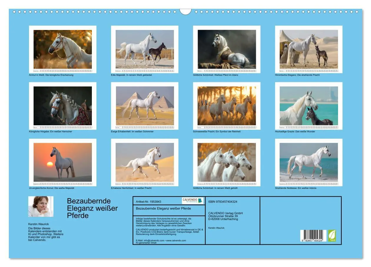 Bild: 9783457404324 | Bezaubernde Eleganz weißer Pferde (Wandkalender 2026 DIN A2 quer),...