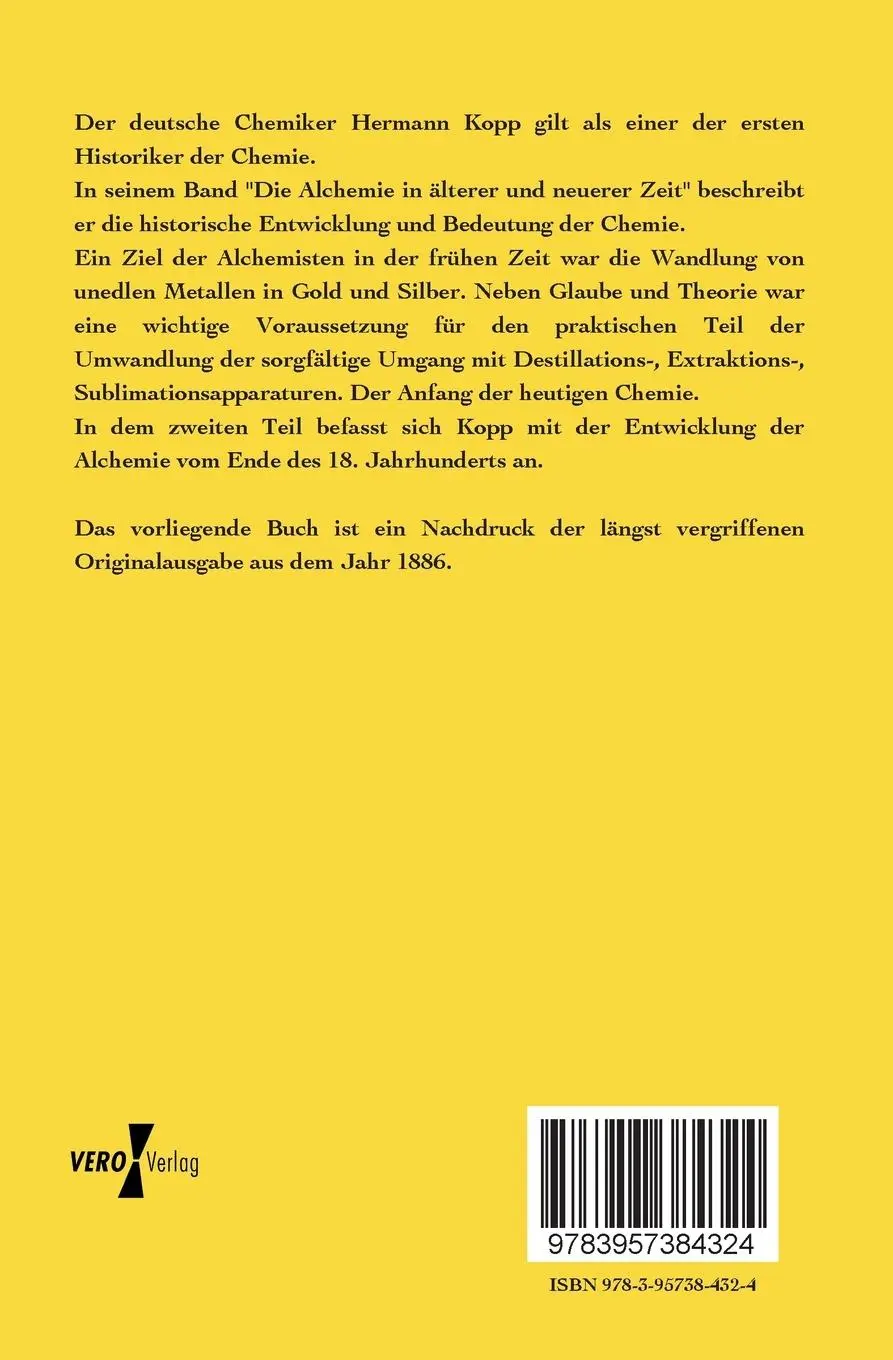 Rückseite: 9783957384324 | Die Alchemie in älterer und neuerer Zeit | Hermann Kopp | Taschenbuch