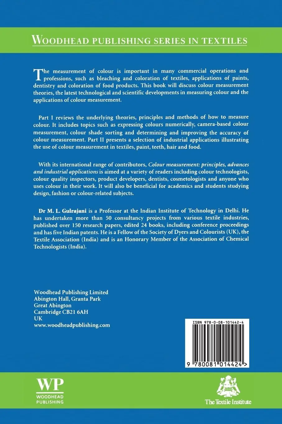 Rückseite: 9780081014424 | Colour Measurement | Principles, Advances and Industrial Applications