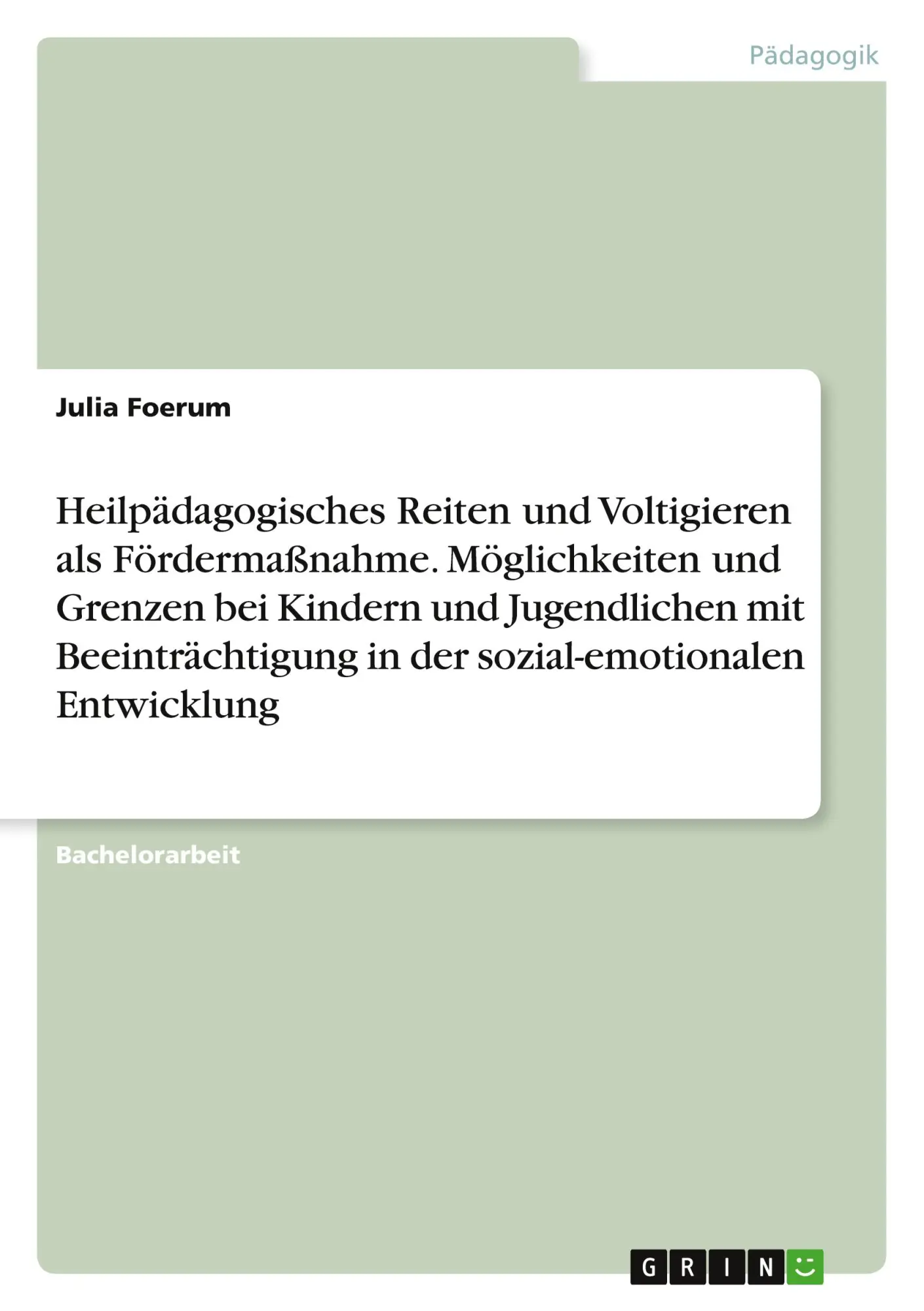 Cover: 9783346364524 | Heilpädagogisches Reiten und Voltigieren als Fördermaßnahme....