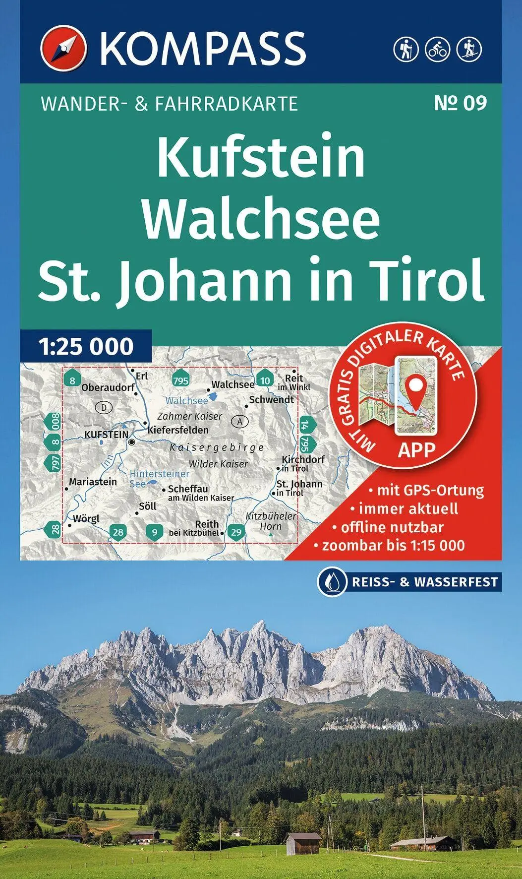 Cover: 9783991544524 | KOMPASS Wanderkarte 09 Kufstein, Walchsee, St. Johann in Tirol...