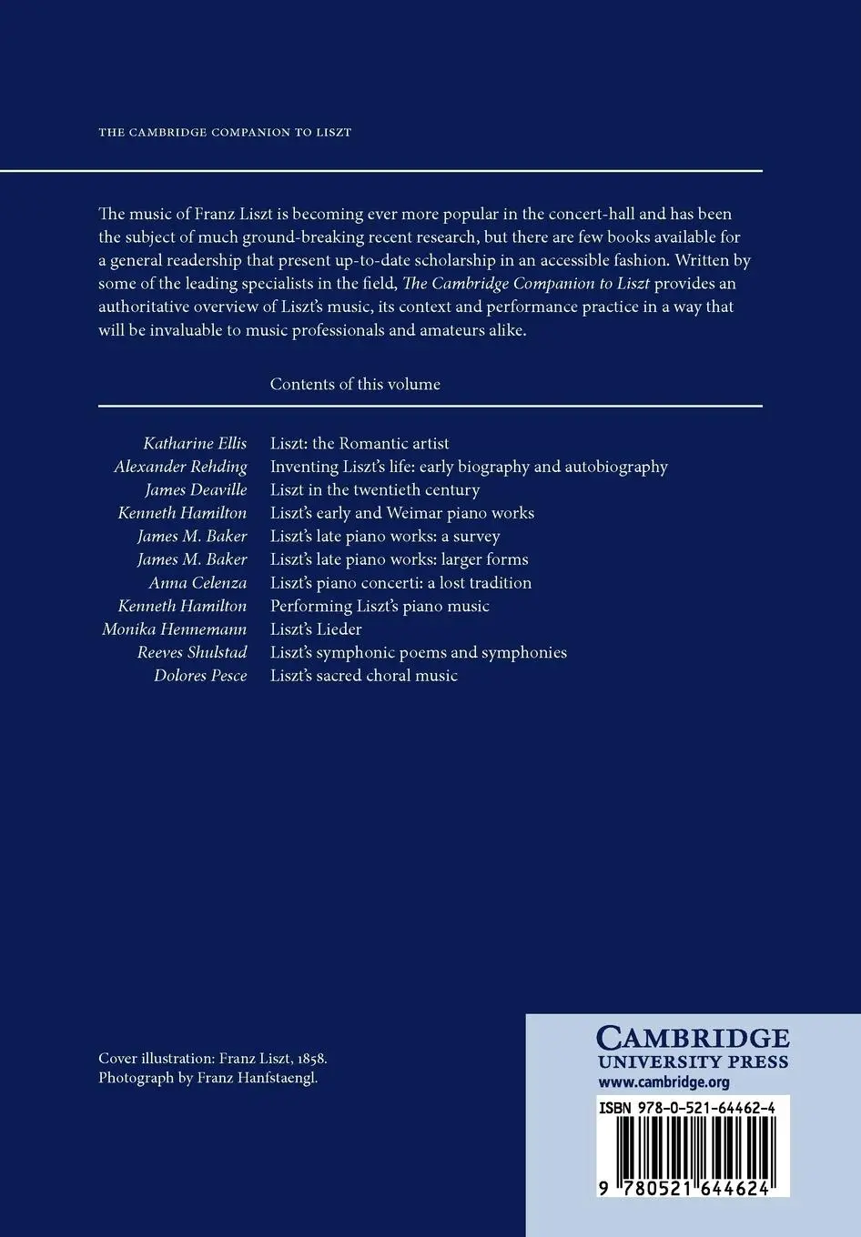 Rückseite: 9780521644624 | The Cambridge Companion to Liszt | Kenneth Hamilton | Taschenbuch