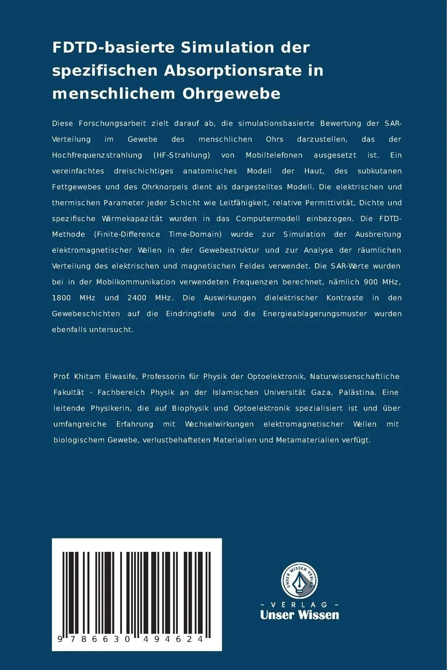 Rückseite: 9786630494624 | FDTD-basierte Simulation der spezifischen Absorptionsrate in...