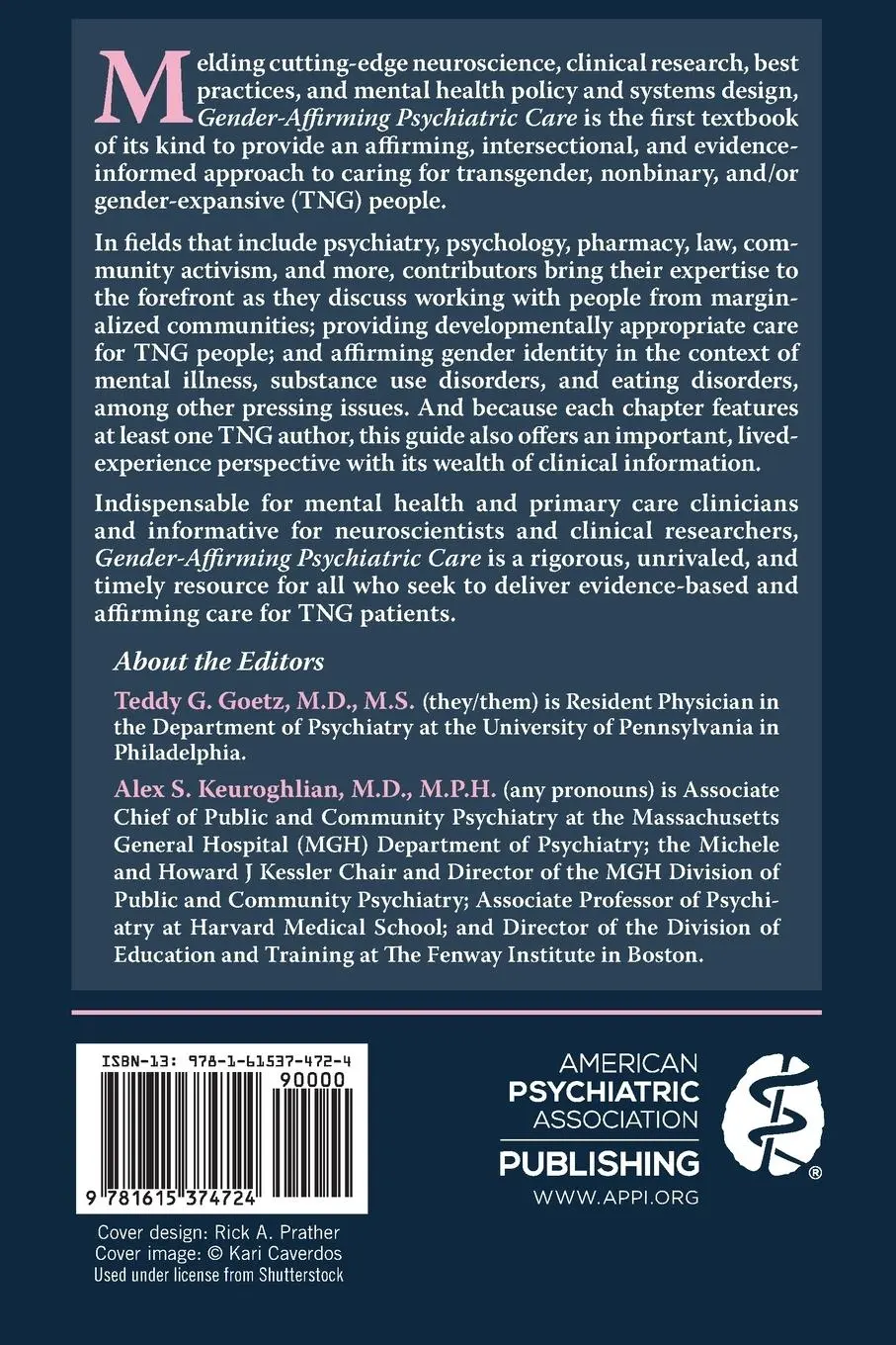 Rückseite: 9781615374724 | Gender-Affirming Psychiatric Care | Alex S. Keuroghlian (u. a.) | Buch