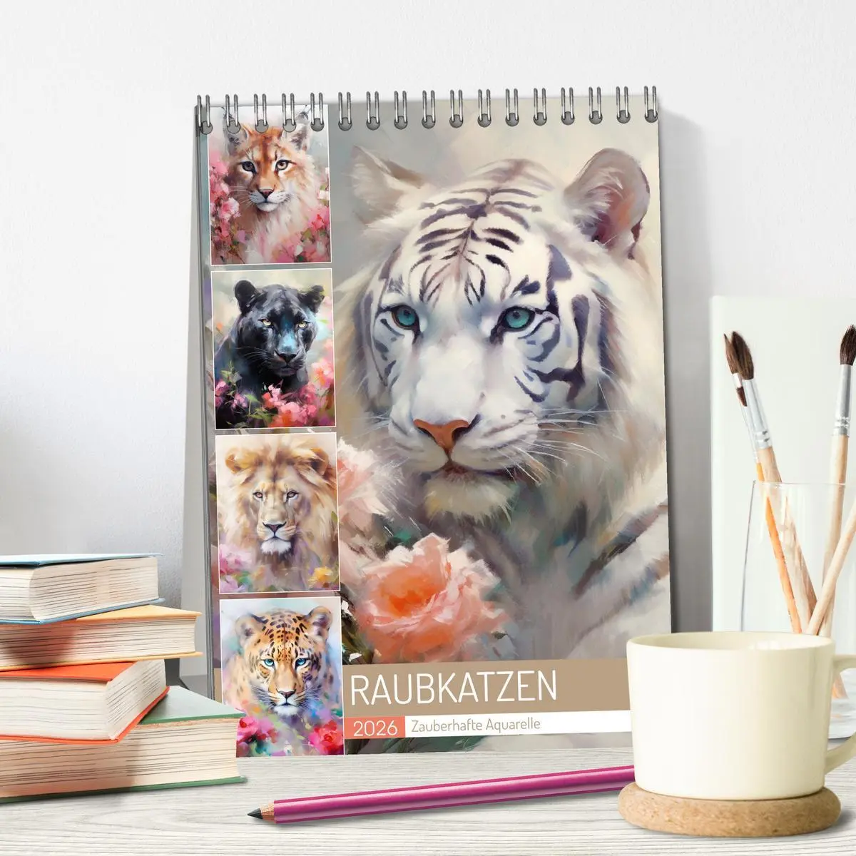 Bild: 9783516314724 | Raubkatzen. Zauberhafte Aquarelle (Tischkalender 2026 DIN A5 hoch),...