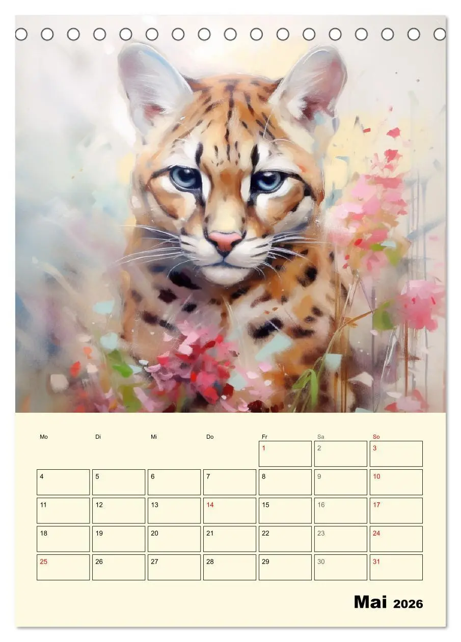 Bild: 9783516314724 | Raubkatzen. Zauberhafte Aquarelle (Tischkalender 2026 DIN A5 hoch),...