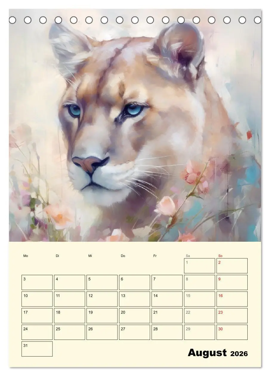 Bild: 9783516314724 | Raubkatzen. Zauberhafte Aquarelle (Tischkalender 2026 DIN A5 hoch),...