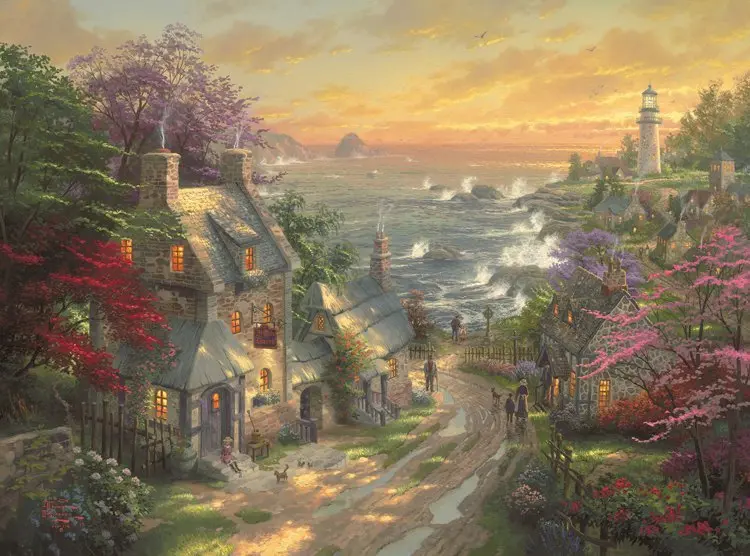 Cover: 4001504594824 | Dörfchen am Leuchtturm (Puzzle) | Thomas Kinkade | Spiel | 59482