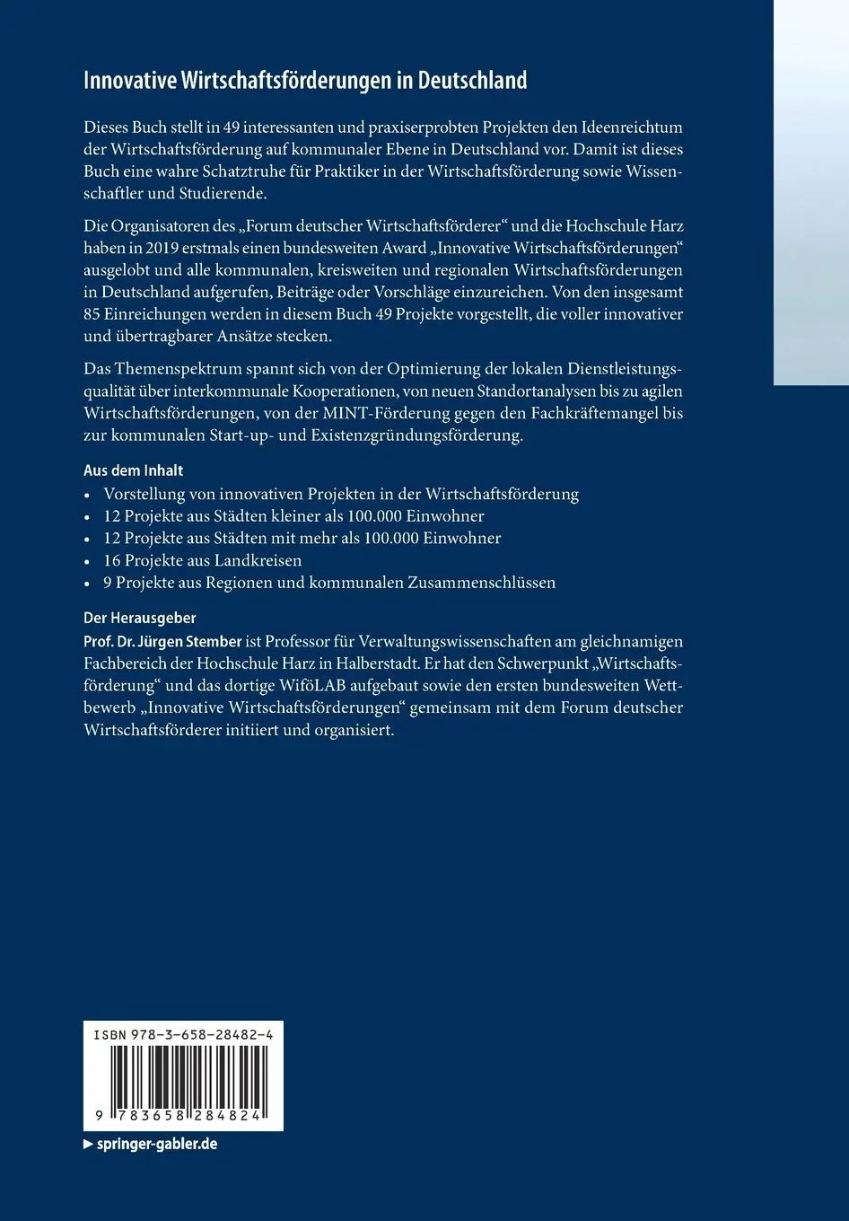 Rückseite: 9783658284824 | Innovative Wirtschaftsförderungen in Deutschland | Jürgen Stember | XV