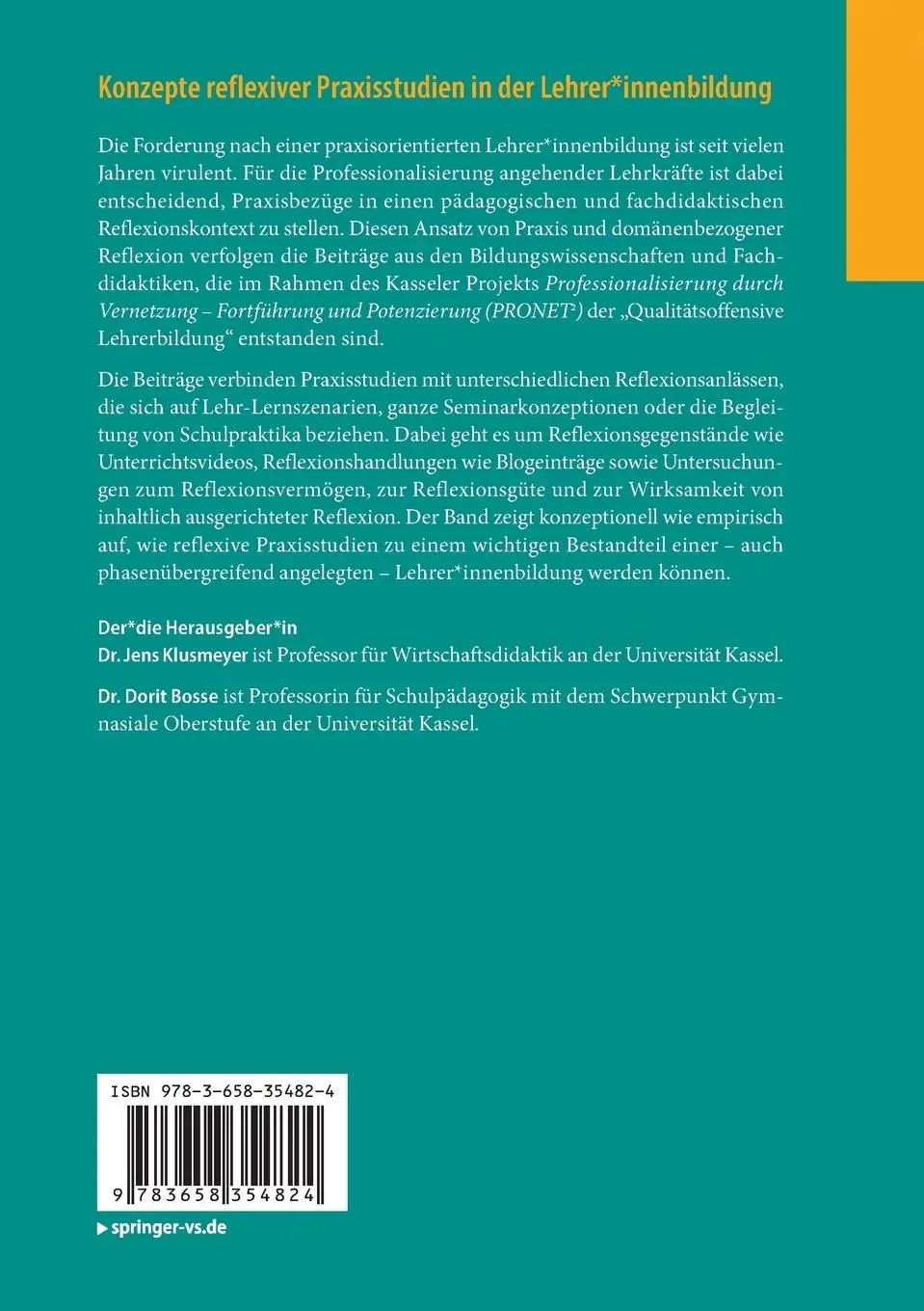 Rückseite: 9783658354824 | Konzepte reflexiver Praxisstudien in der Lehrer*innenbildung | Buch