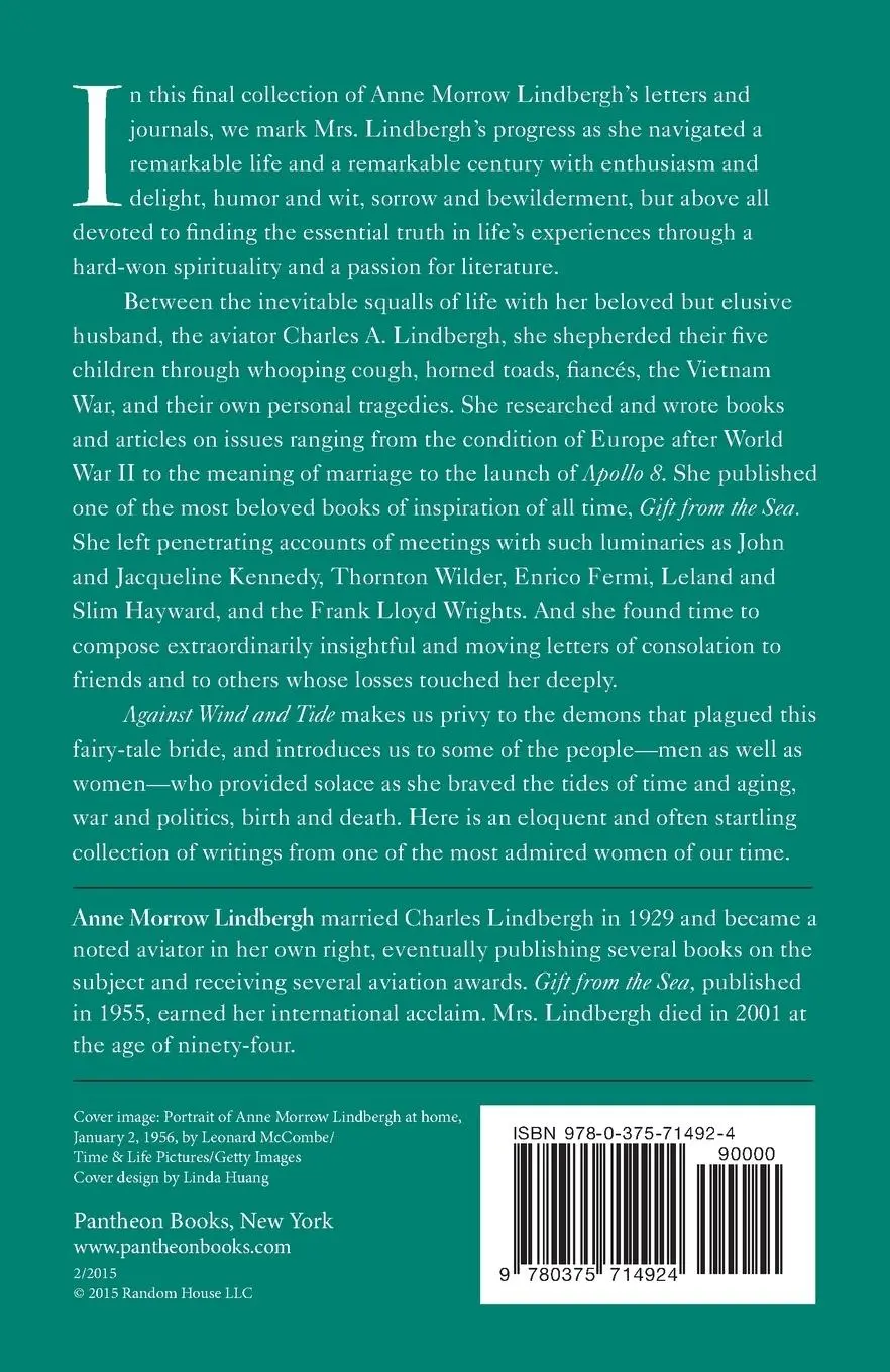 Rückseite: 9780375714924 | Against Wind and Tide | Letters and Journals, 1947-1986 | Lindbergh