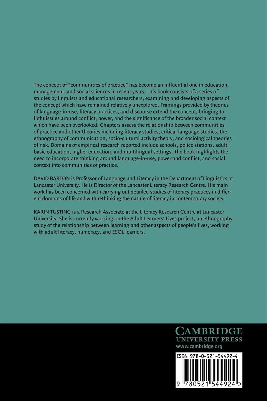 Rückseite: 9780521544924 | Beyond Communities of Practice | Language, Power and Social Context