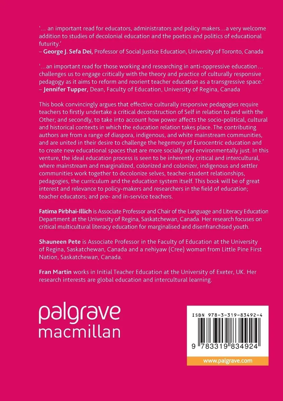 Rückseite: 9783319834924 | Culturally Responsive Pedagogy | Fatima Pirbhai-Illich (u. a.) | Buch