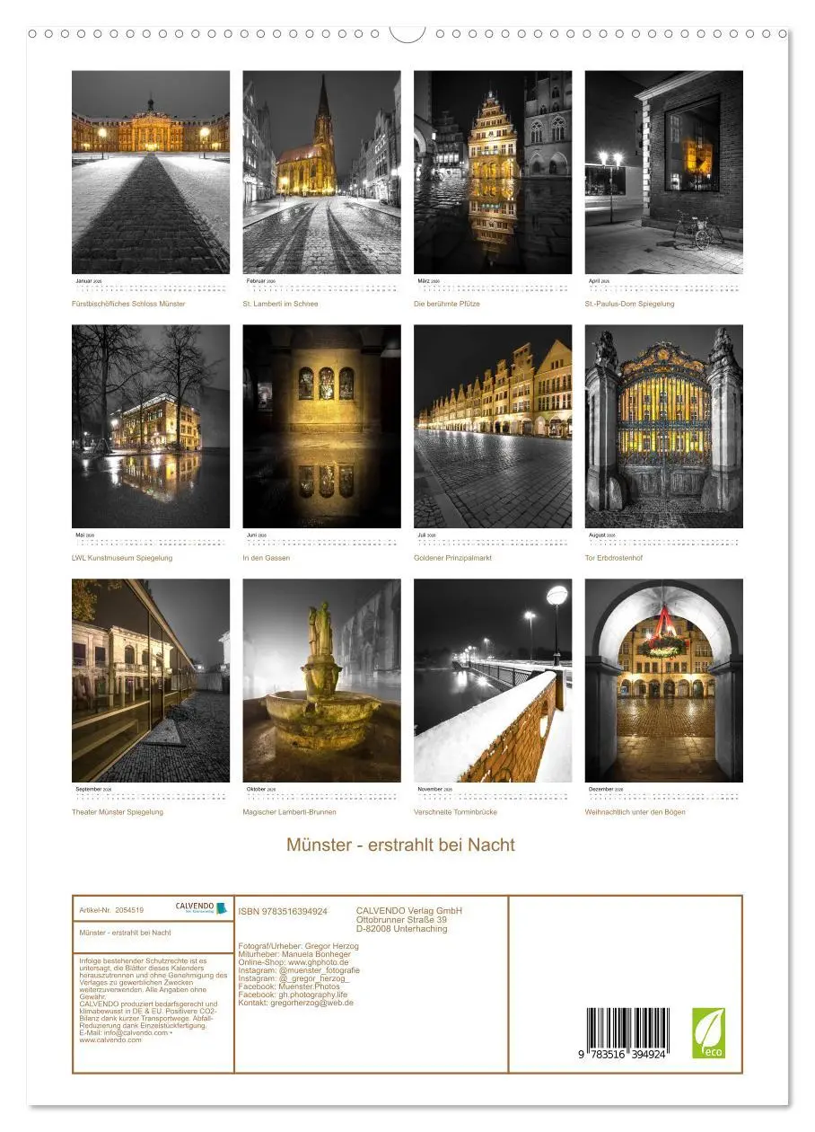 Bild: 9783516394924 | Münster - erstrahlt bei Nacht (hochwertiger Premium Wandkalender...