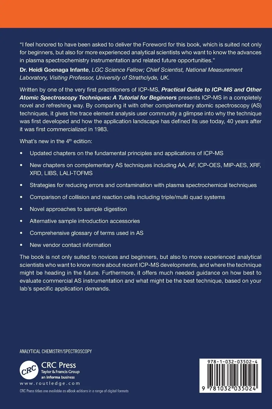 Rückseite: 9781032035024 | Practical Guide to ICP-MS and Other Atomic Spectroscopy Techniques Rückseite: 9781032035024 | Practical Guide to ICP-MS and Other Atomic Spectroscopy Techniques