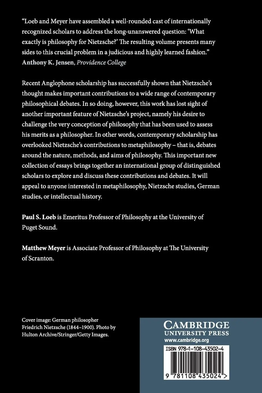 Rückseite: 9781108435024 | Nietzsche's Metaphilosophy | Paul S. Loeb (u. a.) | Taschenbuch | 2021