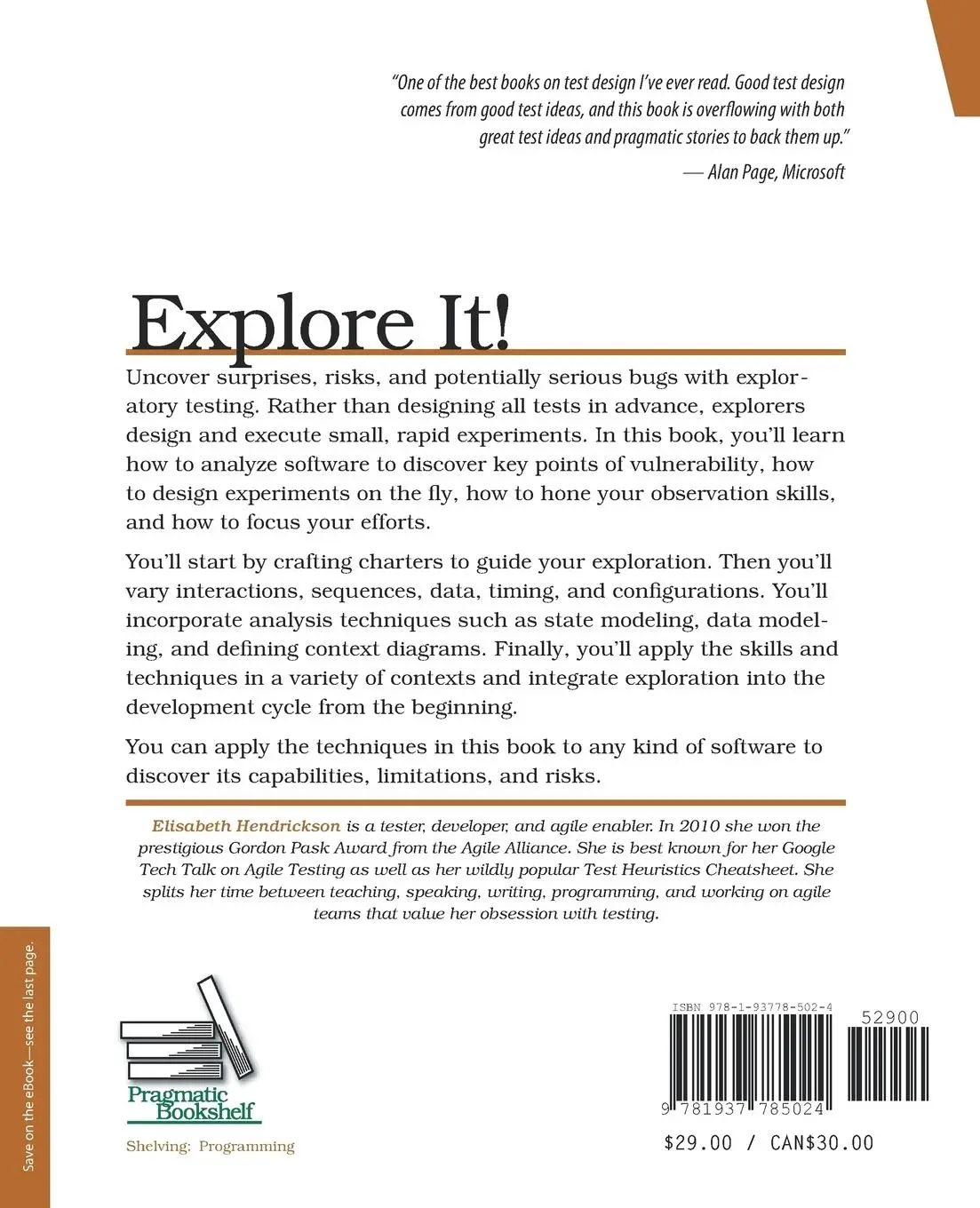 Rückseite: 9781937785024 | Explore It! | Elisabeth Hendrickson | Taschenbuch | Englisch | 2013