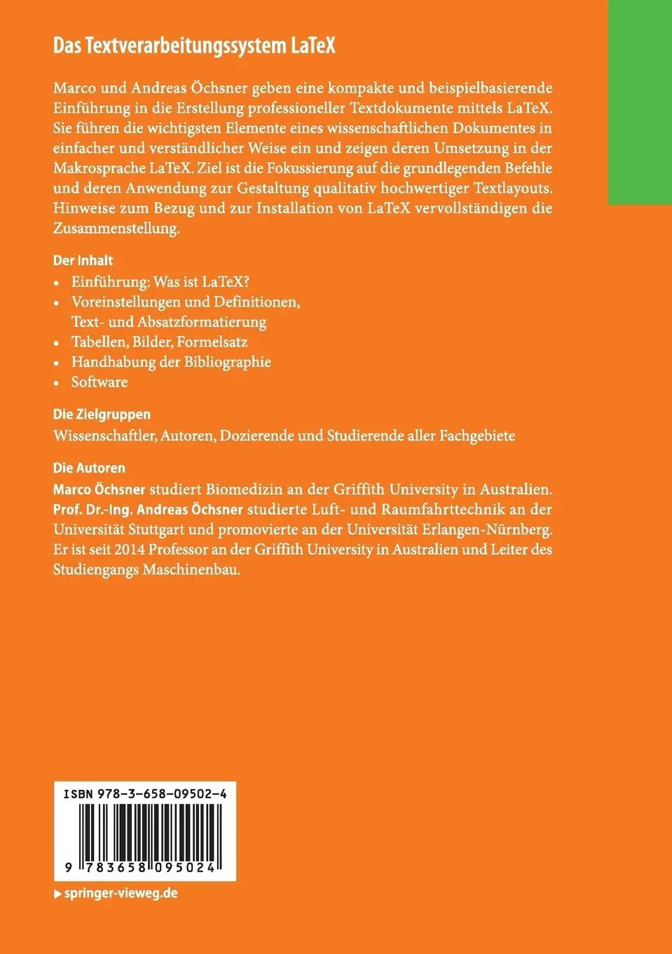 Rückseite: 9783658095024 | Das Textverarbeitungssystem LaTeX | Andreas Öchsner (u. a.) | Buch | x