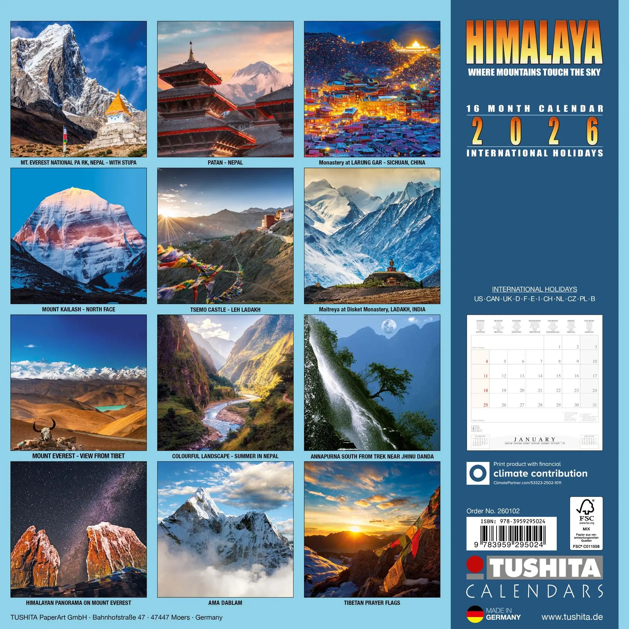 Rückseite: 9783959295024 | Himalaya 2026 | Kalender 2026 | Kalender | Mindful editions | 28 S.