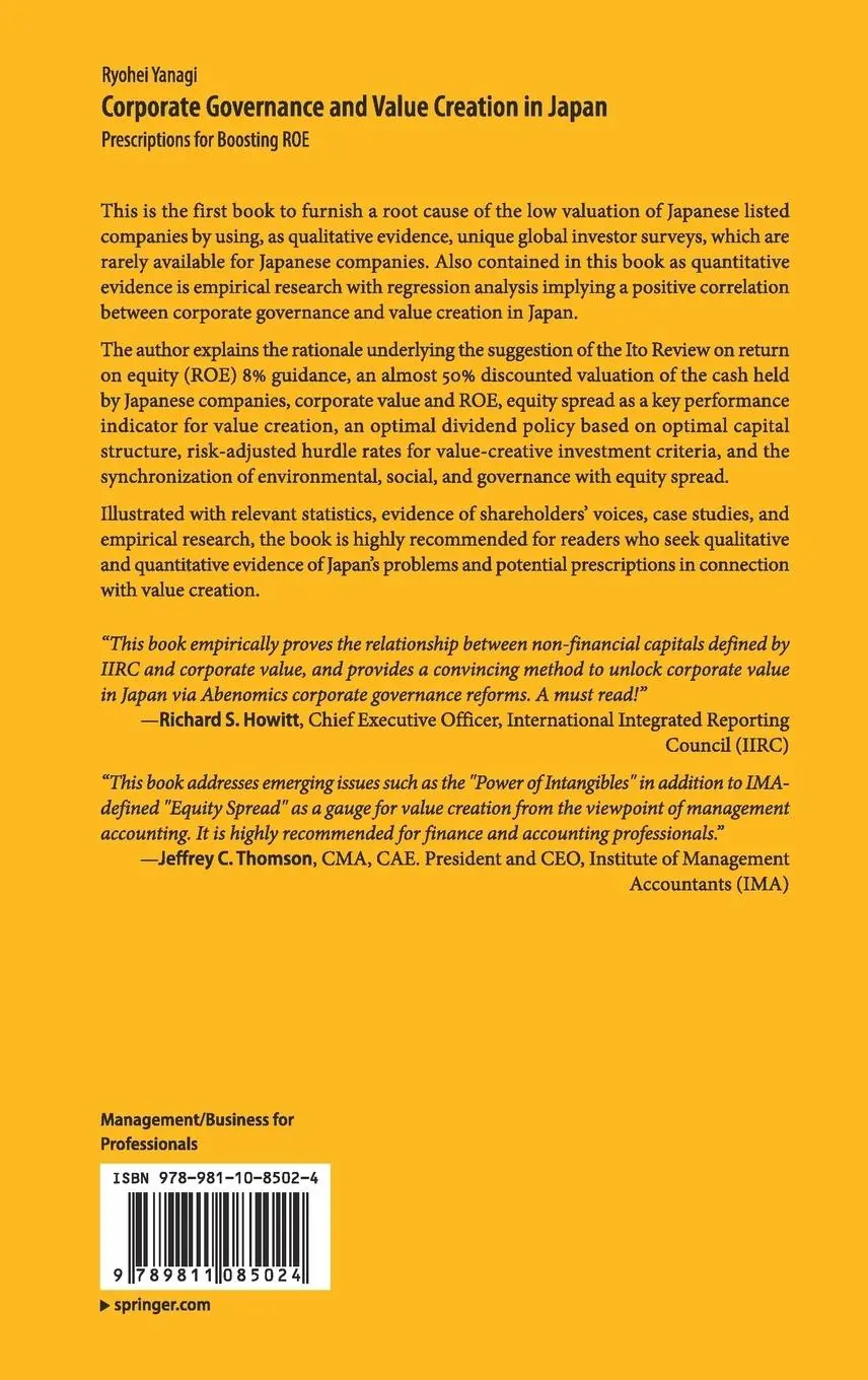 Rückseite: 9789811085024 | Corporate Governance and Value Creation in Japan | Ryohei Yanagi | xiv