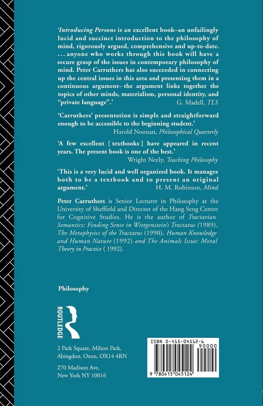 Rückseite: 9780415045124 | Introducing Persons | Peter Carruthers | Taschenbuch | Englisch | 1986