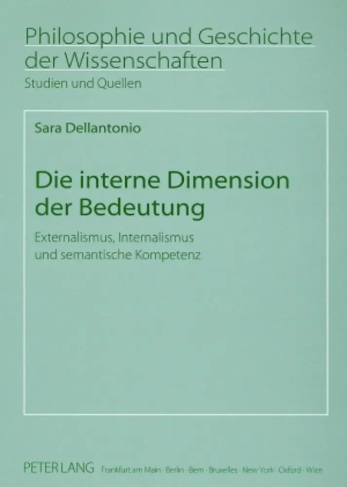 Cover: 9783631565124 | Die interne Dimension der Bedeutung | Sara Dellantonio | Taschenbuch