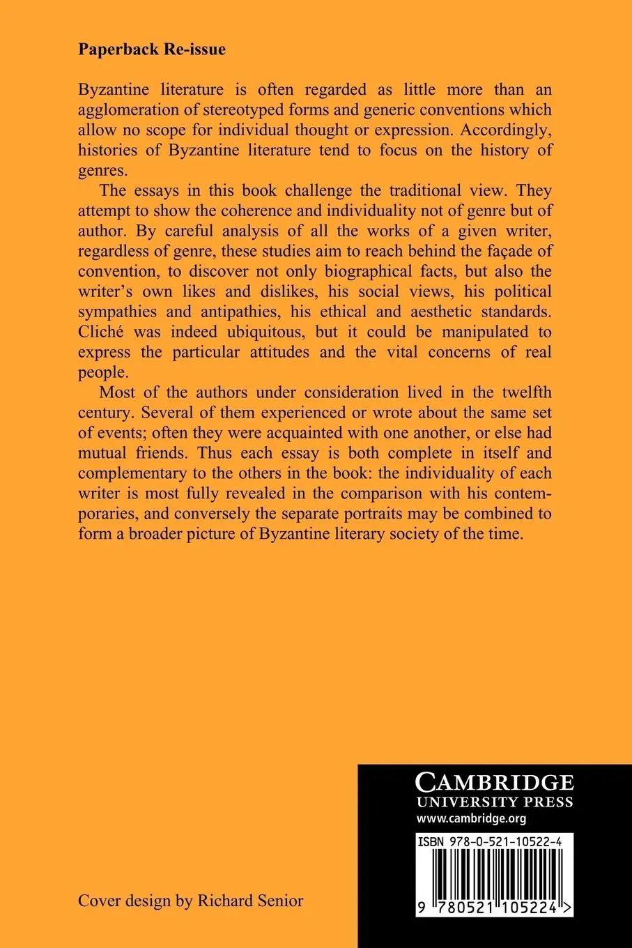 Rückseite: 9780521105224 | Studies on Byzantine Literature of the Eleventh and Twelfth Centuries