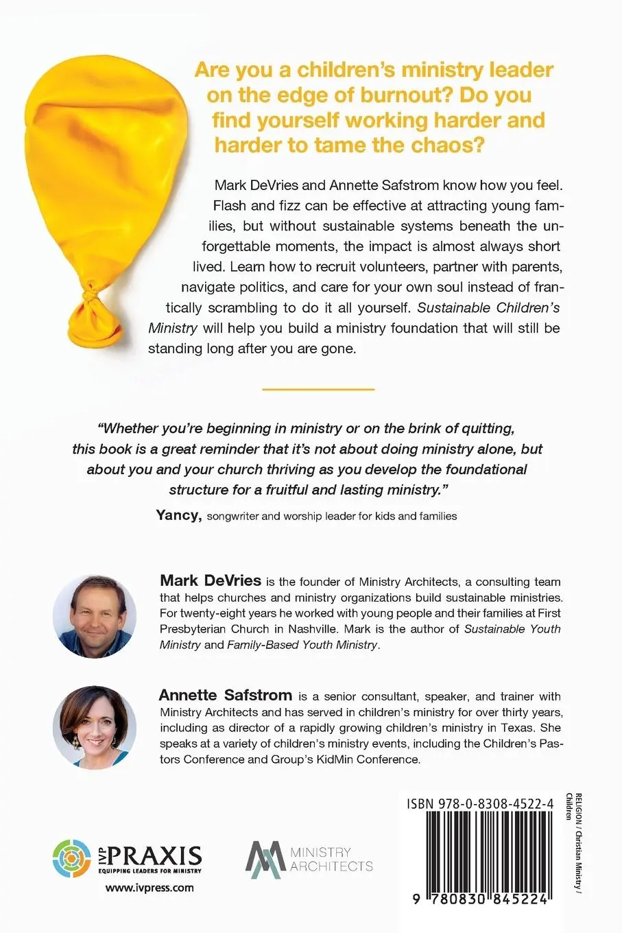 Rückseite: 9780830845224 | Sustainable Children's Ministry | Mark Devries (u. a.) | Taschenbuch
