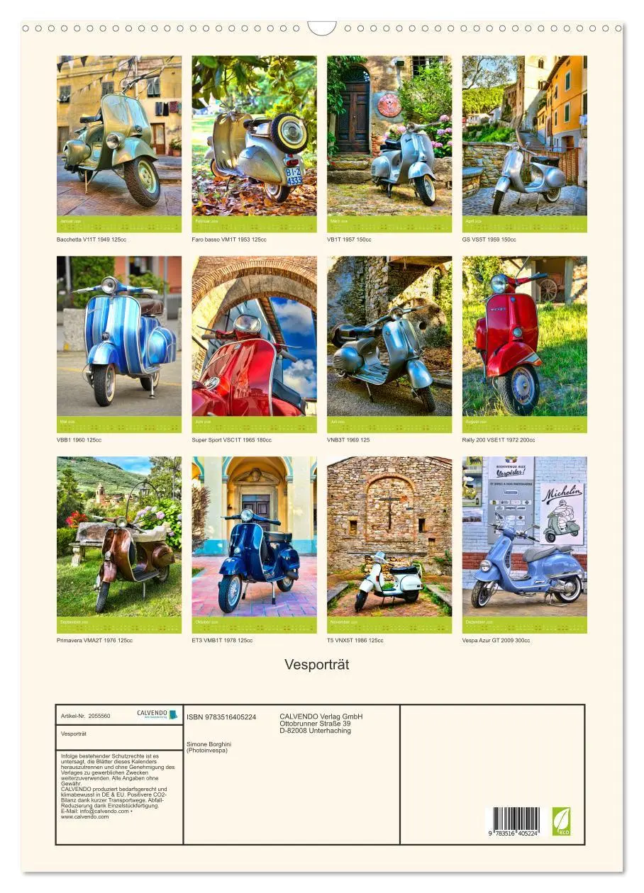 Bild: 9783516405224 | Vesporträt (Wandkalender 2026 DIN A2 hoch), CALVENDO Monatskalender