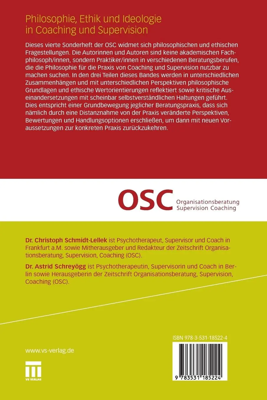 Rückseite: 9783531185224 | Philosophie, Ethik und Ideologie in Coaching und Supervision | Buch