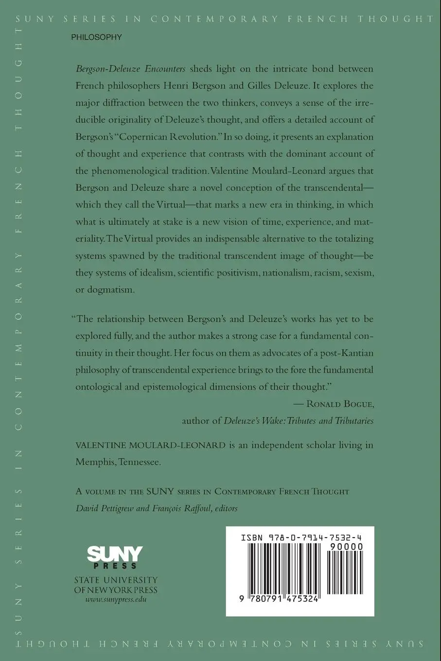 Rückseite: 9780791475324 | Bergson-Deleuze Encounters | Valentine Moulard-Leonard | Taschenbuch